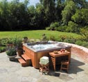 cedar hot tub on patio picture